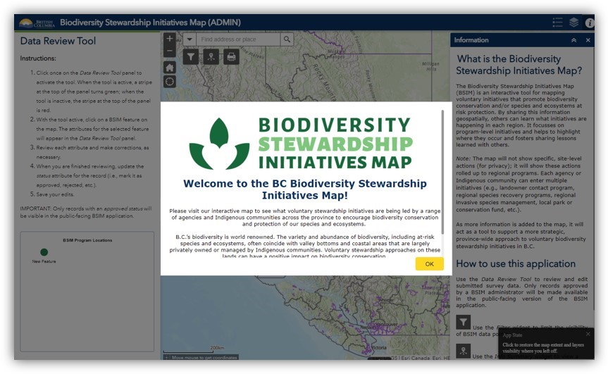 Biodiversity Stewardship Initiative Map Application